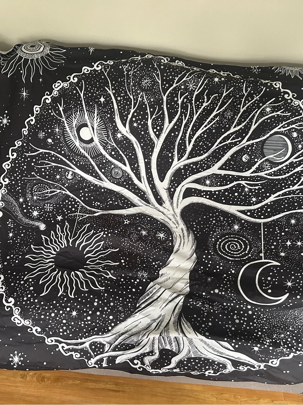 Bohemian Black and White Tree of Life Tapestry - Wall Art